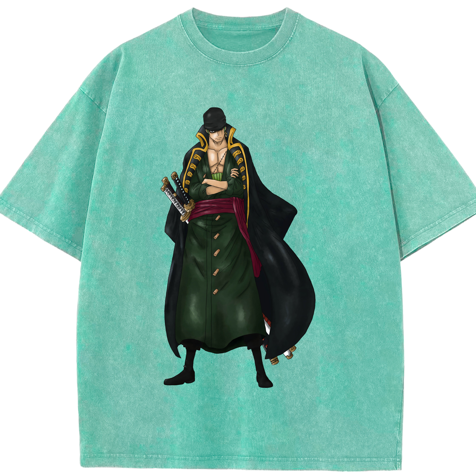ワンピース ロロノア・ゾロ ONE PIECE Roronoa Zoro 綿100% ヴィンテージ風 半袖Tシャツ（フロントプリント）